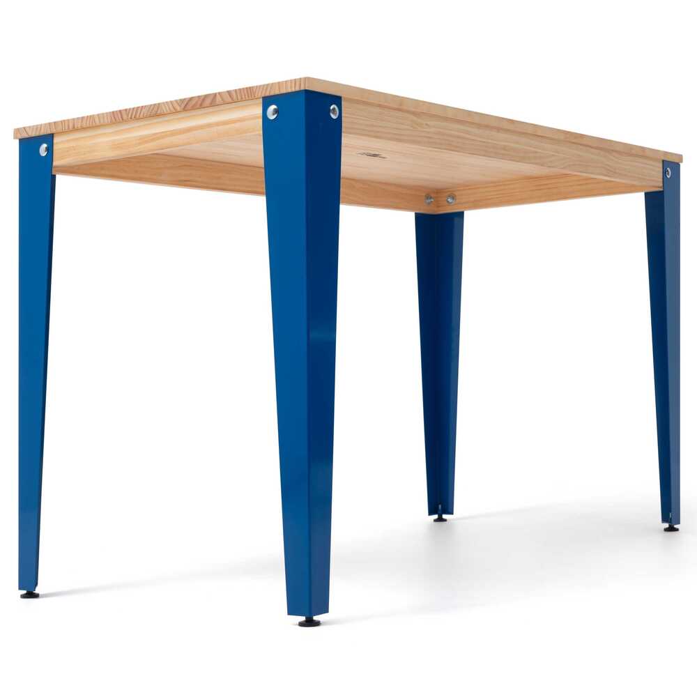 Mesa Lunds Estudio 120x80x75cm Azul en madera maciza de pino acabado natural estilo nórdico industrial Box Furniture