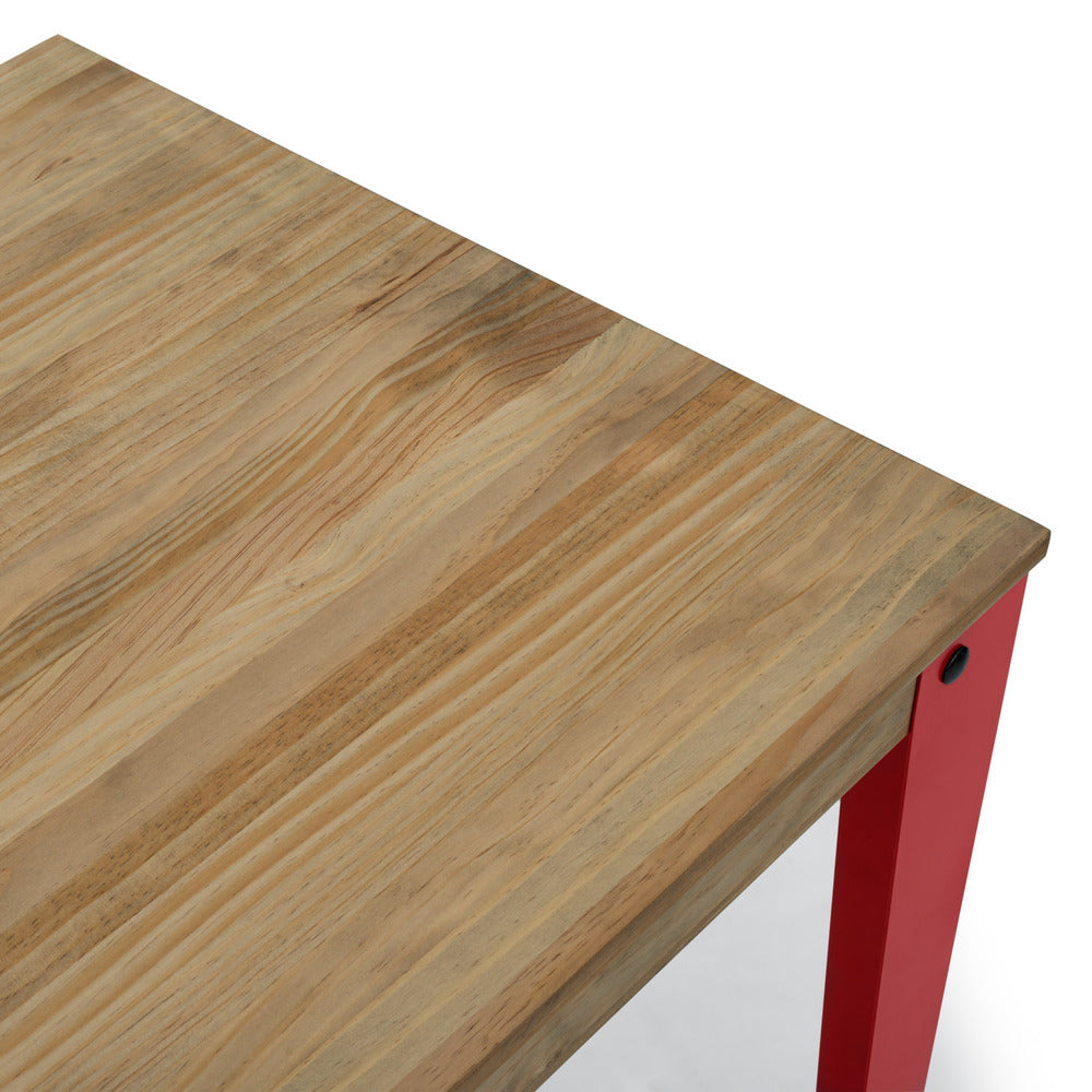 Mesa Lunds Alta 90x160x110cm Rojo en madera maciza de pino acabado vintage estilo Industrial Box Furniture