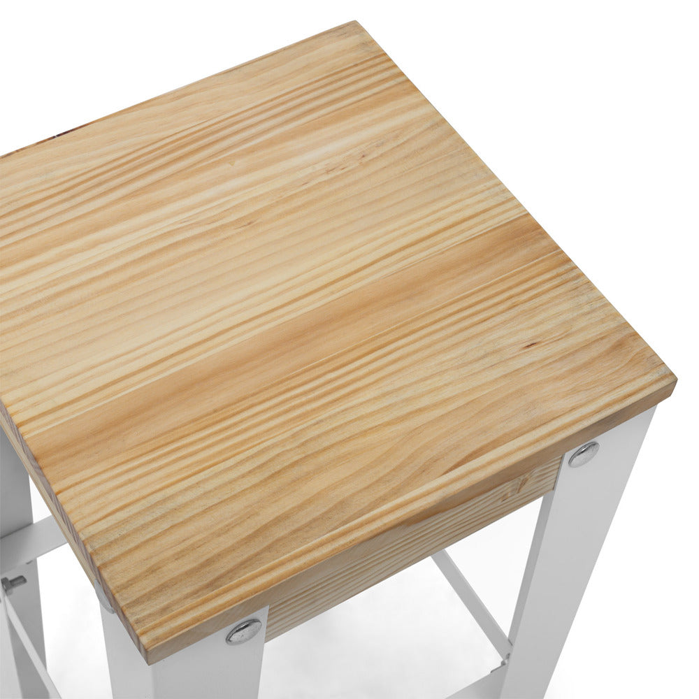 Pack 2 Uds. Taburetes Lunds Blancos en madera maciza de pino acabado natural estilo nórdico industrial Box Furniture
