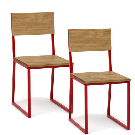 Pack 2Uds. Sillas Desmontables Oxford ECO Roja en madera maciza de pino acabado vintage estilo industrial Box Furniture