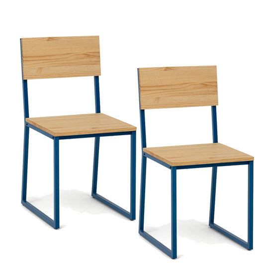 Pack 2Uds. Sillas Desmontables Oxford ECO Azul en madera maciza de pino acabado natural estilo nórdico industrial Box Furniture