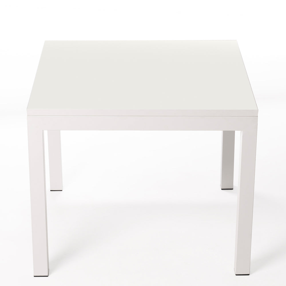 Mesa Cerámica Luxury White Frost 90x90x75cm Blanca, apta para interior y exterior, superficie porcelánica y estructura de acero SmarTile