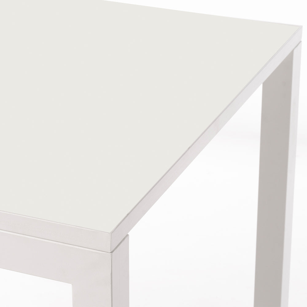 Mesa Cerámica Luxury White Frost 90x90x75cm Blanca, apta para interior y exterior, superficie porcelánica y estructura de acero SmarTile