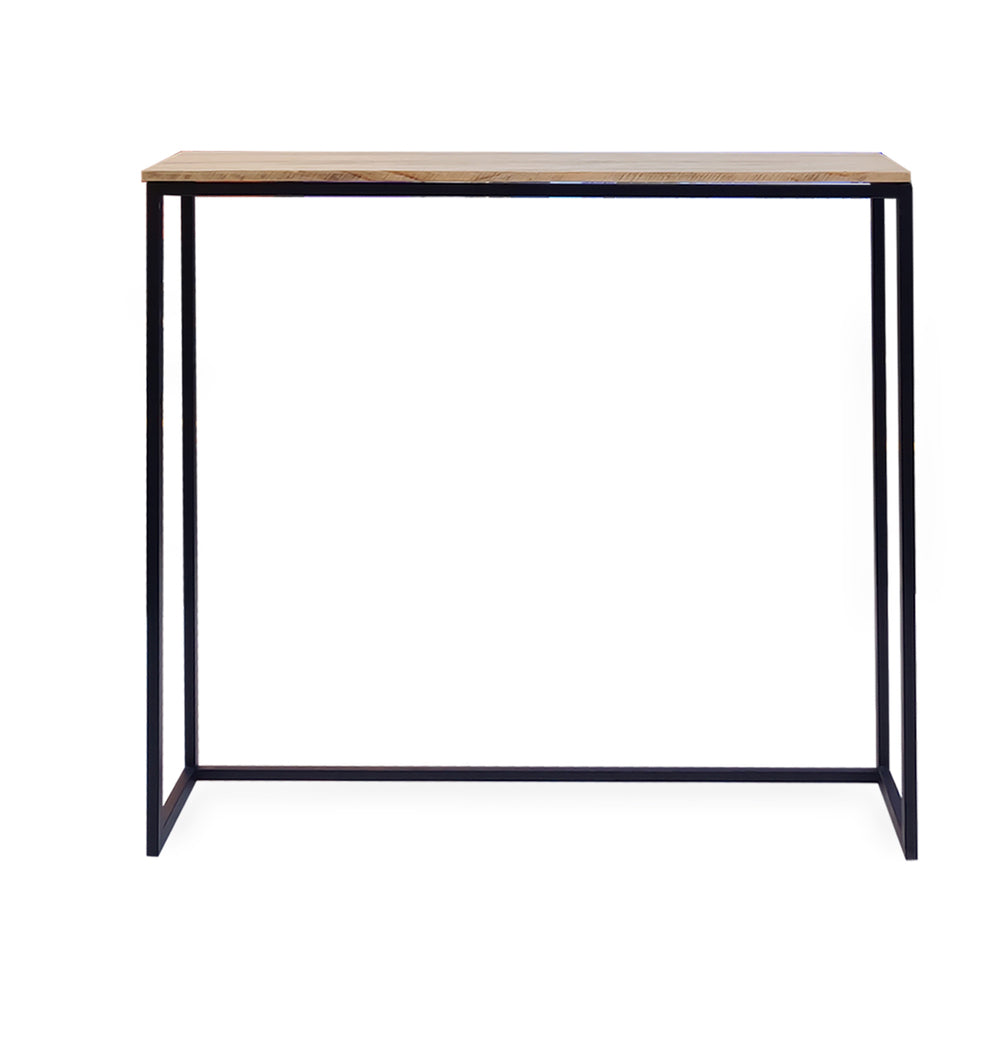 Conjunto Mesa Alta Eco-Line 118x30x110cm y 2 taburetes Negro en madera maciza de pino acabado envejecido estilo Industrial Box Furniture