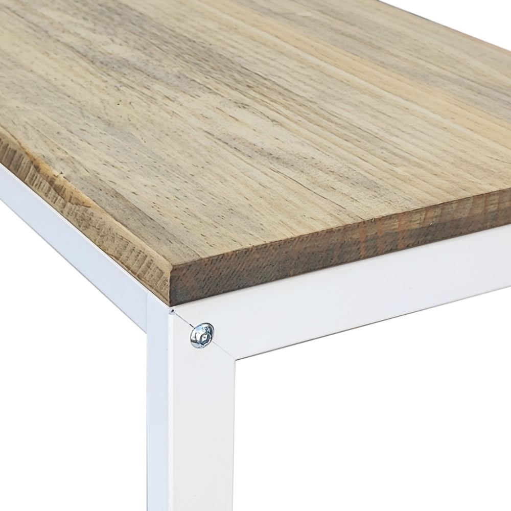 Consola Recibidor iCub Eco-Line 118x30x80cm Blanca en madera maciza de pino acabado envejecido estilo Industrial Box Furniture