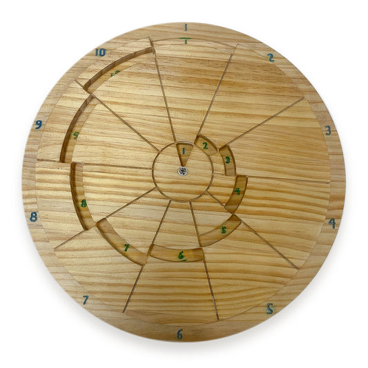 Juego didactico ruleta tabla de multiplicar 40cm de diámetro en madera natural Box Furniture