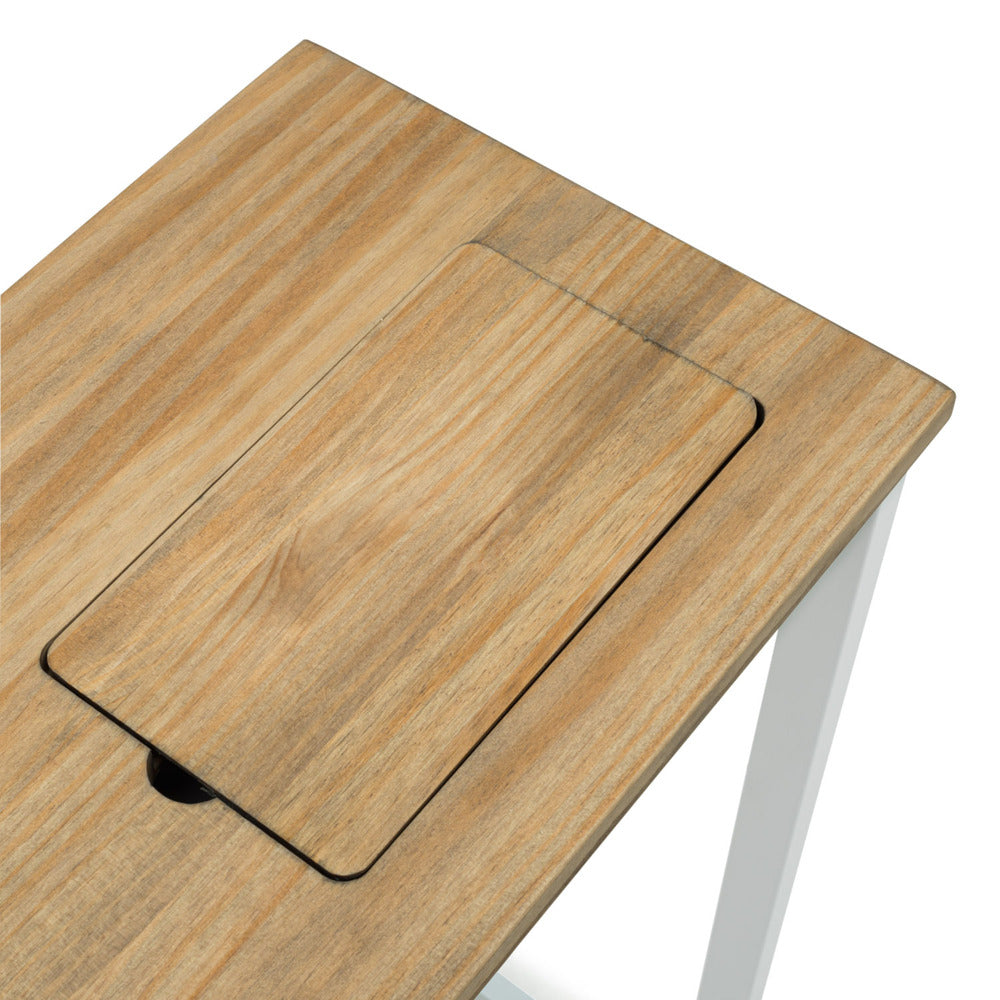 Recibidor iCub Eco-Line con bandeja oculta blanco 118x30x80cm madera maciza acabado envejecido Box Furniture