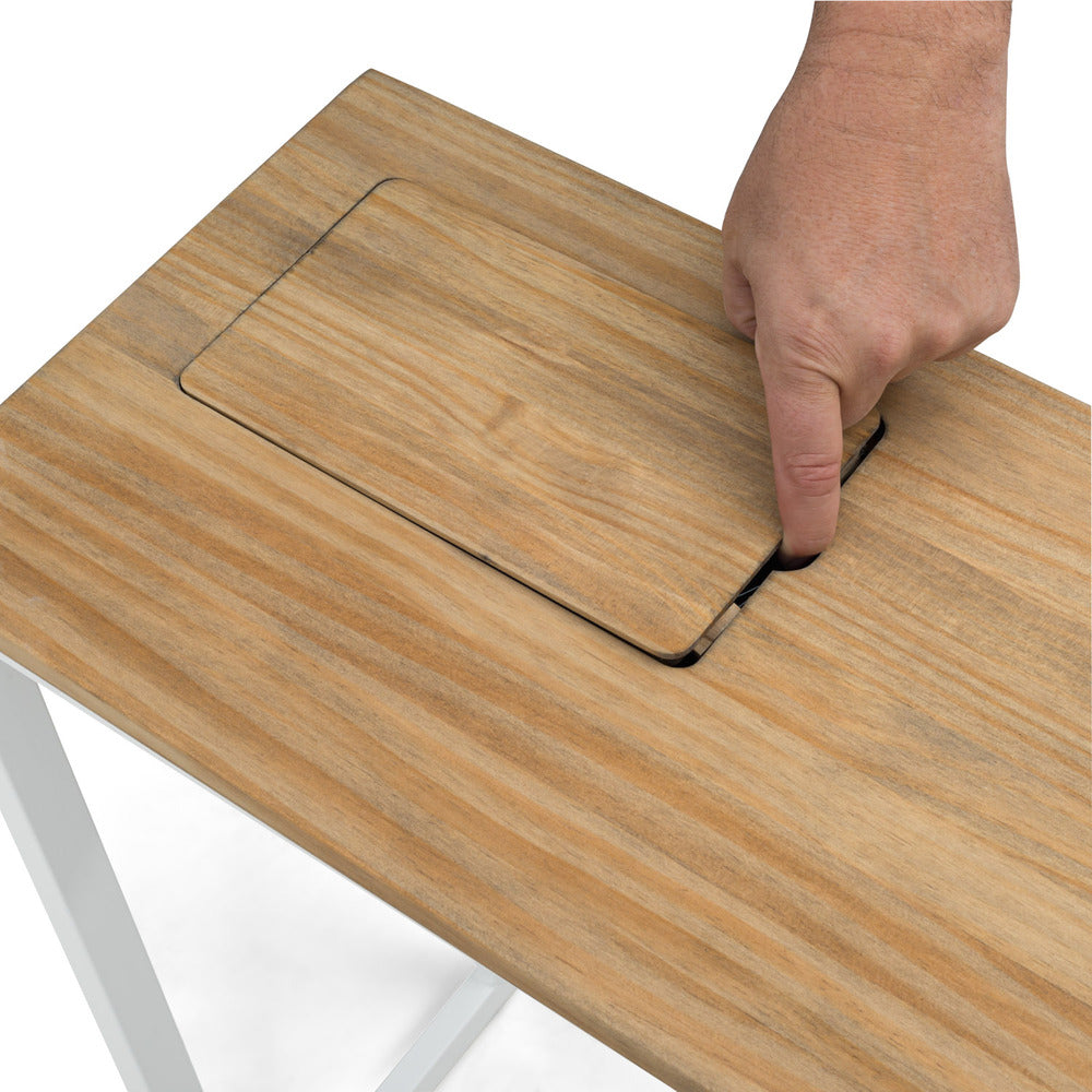 Recibidor iCub Eco-Line con bandeja oculta blanco 78x30x80cm madera maciza acabado envejecido Box Furniture