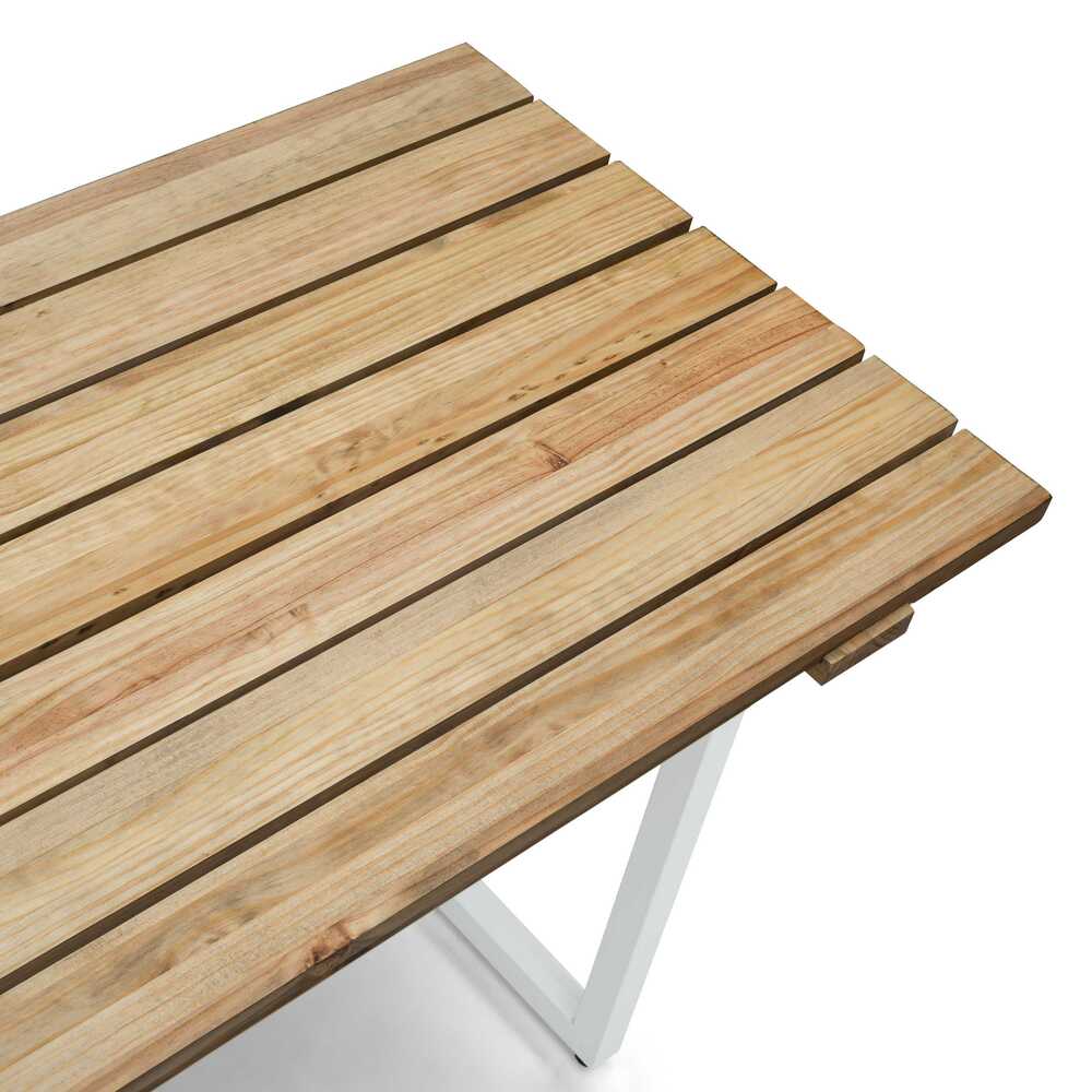 Mesa Listones Exeter Eco-Line Blanca 160x78x75cm en madera maciza acabado envejecido de gran espesor Box Furniture