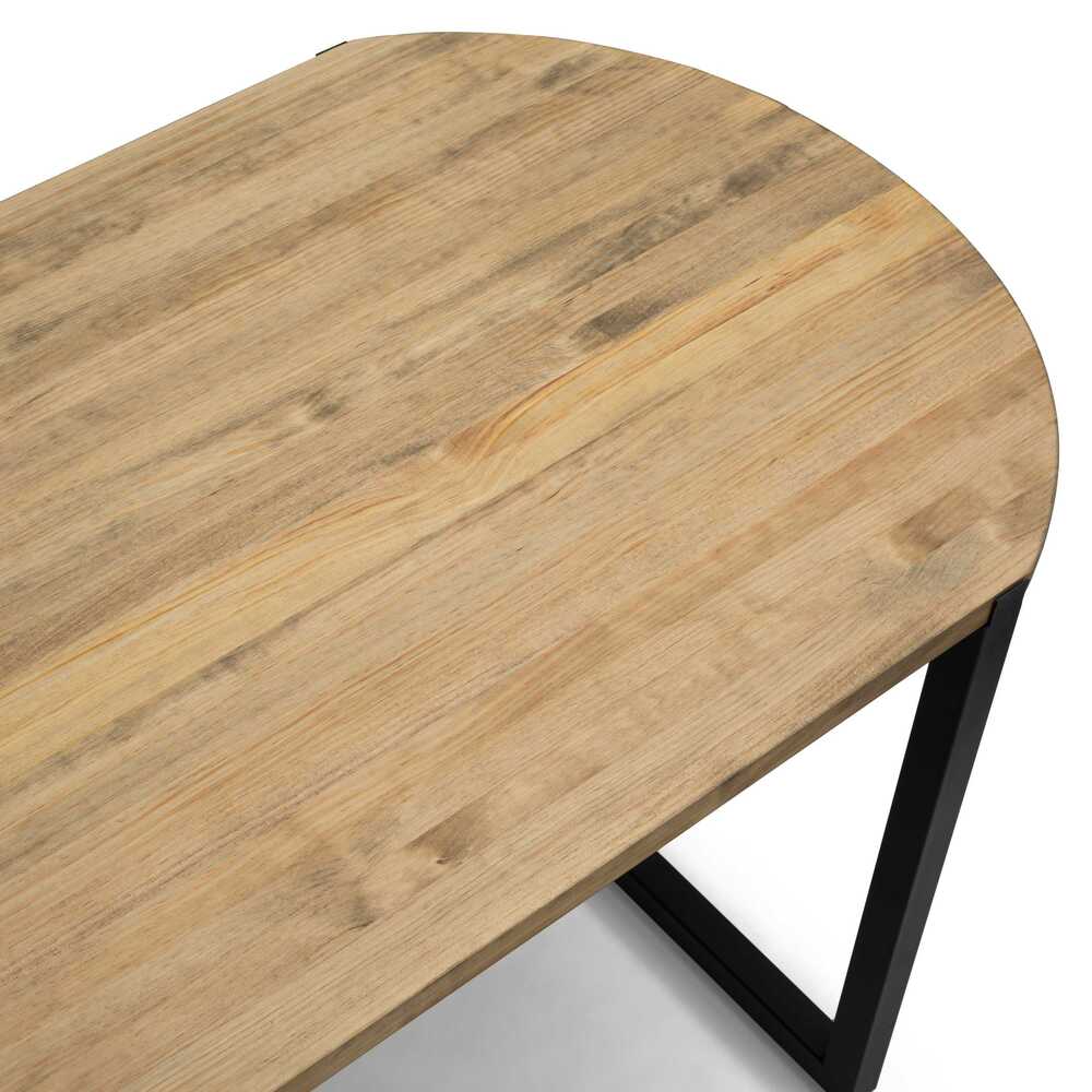 Mesa Uley Ovalada 160x80x75cm Negra en madera maciza de pino acabado envejecido estilo industrial Box Furniture
