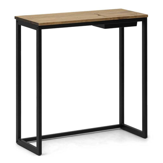 Recibidor iCub Eco-Line con bandeja oculta negro 118x30x80cm madera maciza acabado envejecido Box Furniture