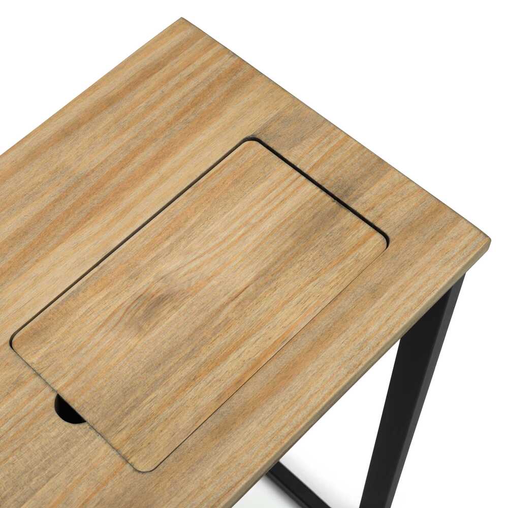 Recibidor iCub Eco-Line con bandeja oculta negro 78x30x80cm madera maciza acabado envejecido Box Furniture