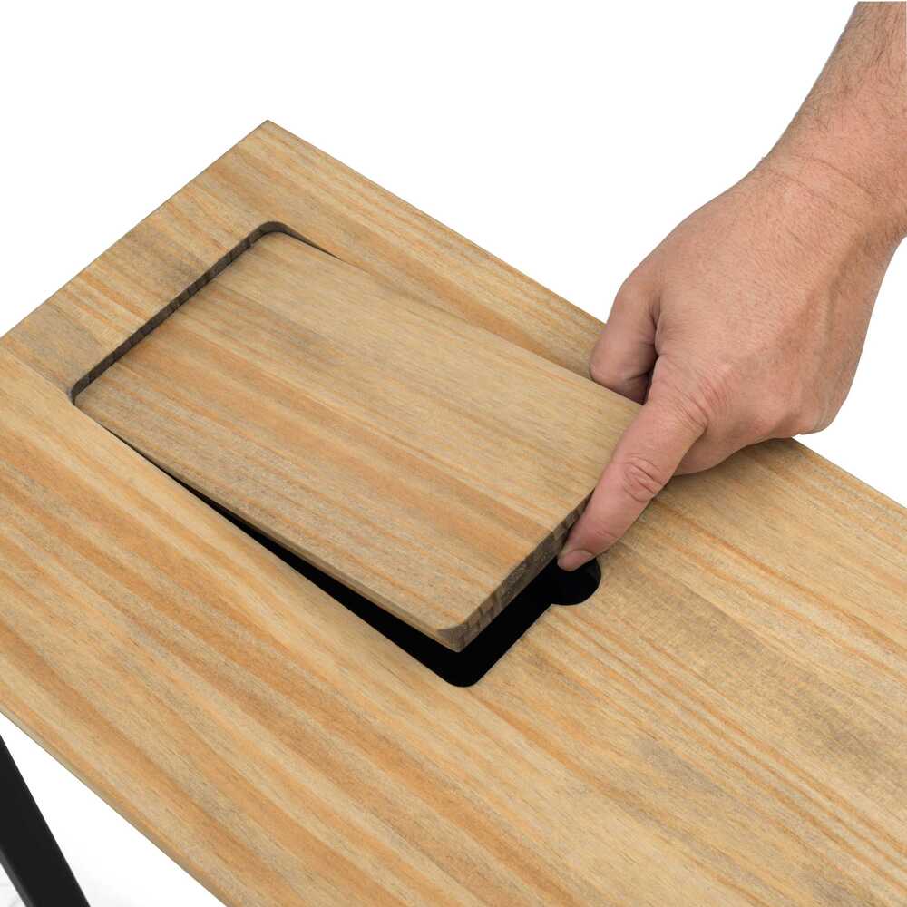 Recibidor iCub Eco-Line con bandeja oculta negro 118x30x80cm madera maciza acabado envejecido Box Furniture