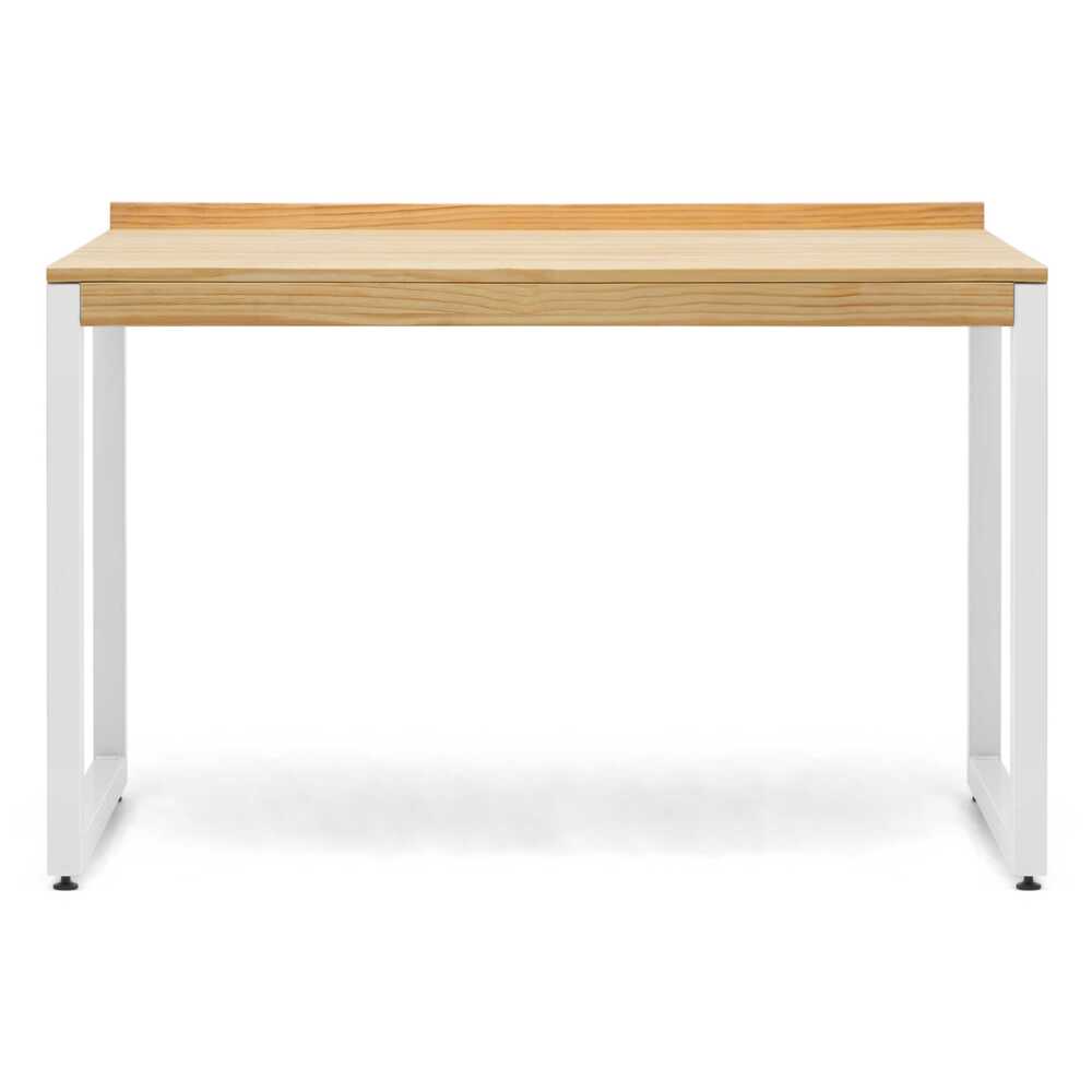 Mesa escritorio Eco-Line blanca 118x60x75cm, tablero en madera maciza de pino estilo nórdico industrial Box Furniture.
