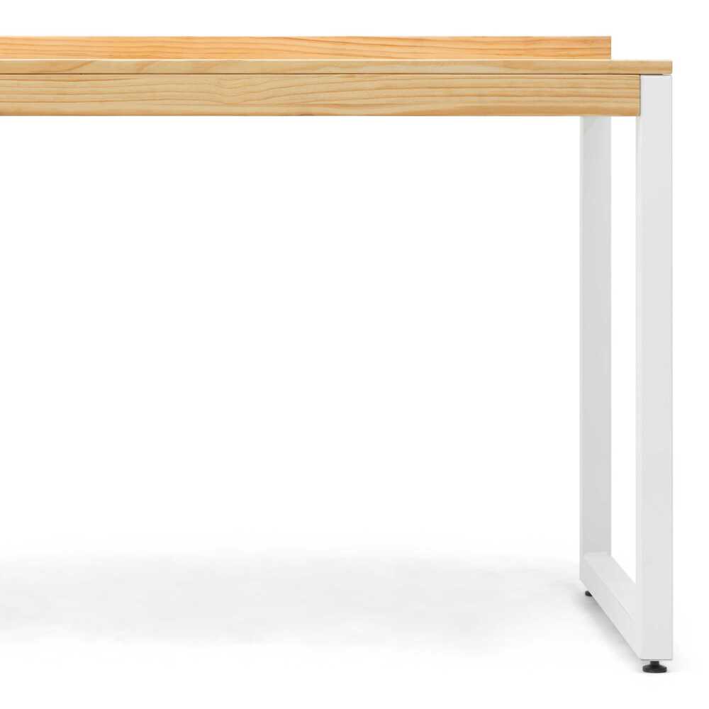Mesa escritorio Eco-Line blanca 118x60x75cm, tablero en madera maciza de pino estilo nórdico industrial Box Furniture.