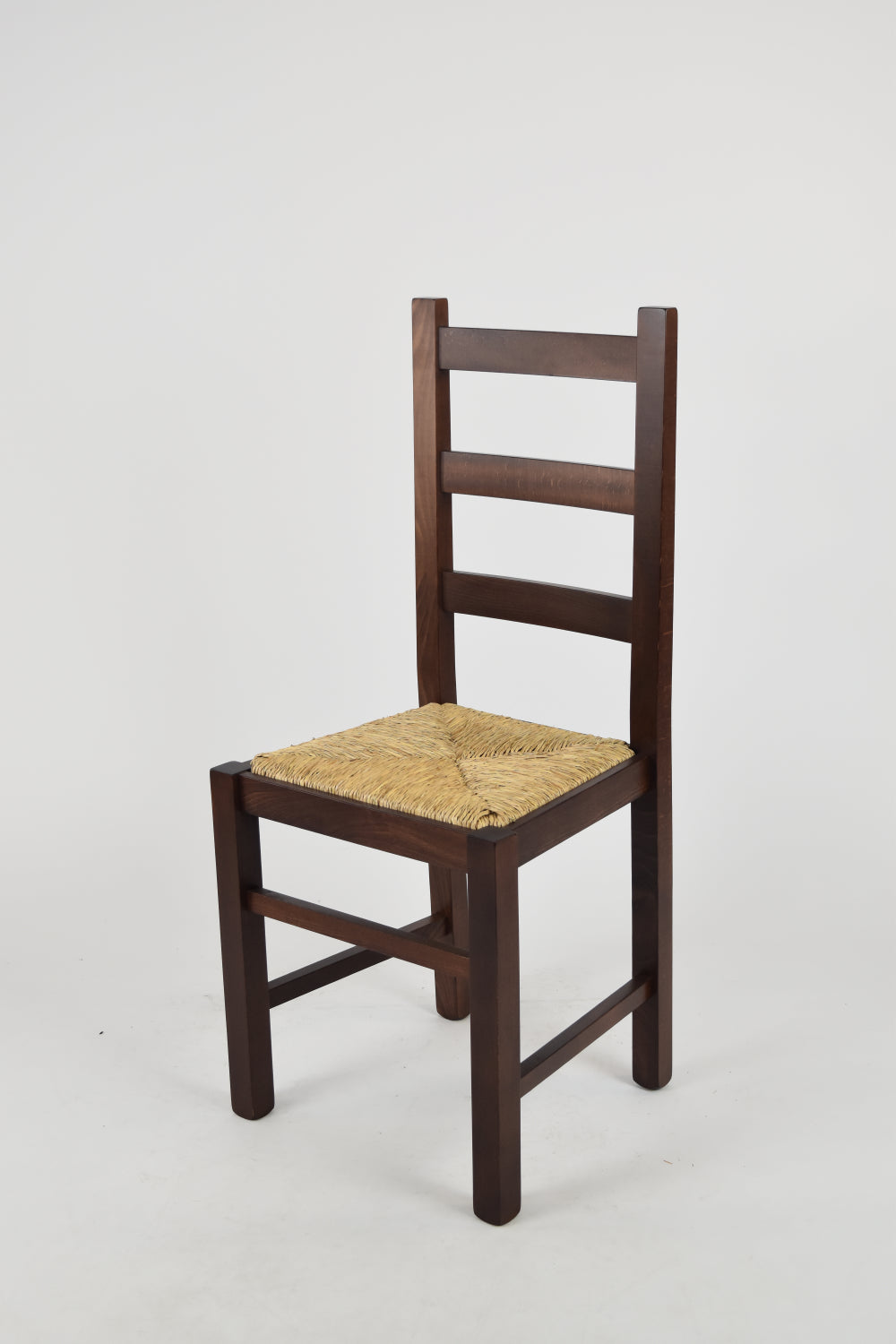 Tommychairs - Set 4 sillas de Cocina y Comedor  Rustica, Estructura en Madera de Haya Color Nogal Oscuro y Asiento en Paja