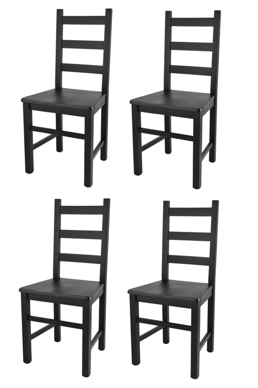 Tommychairs - Set 4 sillas de Cocina y Comedor  Rustica, Estructura en Madera de Haya Color anilina Negra y Asiento de Madera
