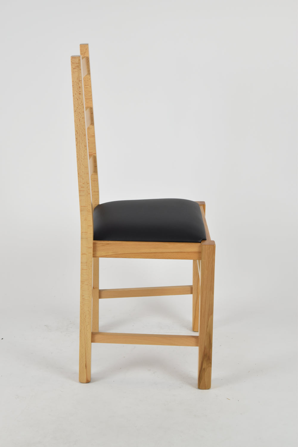 Tommychairs - Set 2 sillas de Cocina y Comedor  Rustica, Estructura en Madera de Haya Color Natural y Asiento tapizado en Polipiel Color Negro