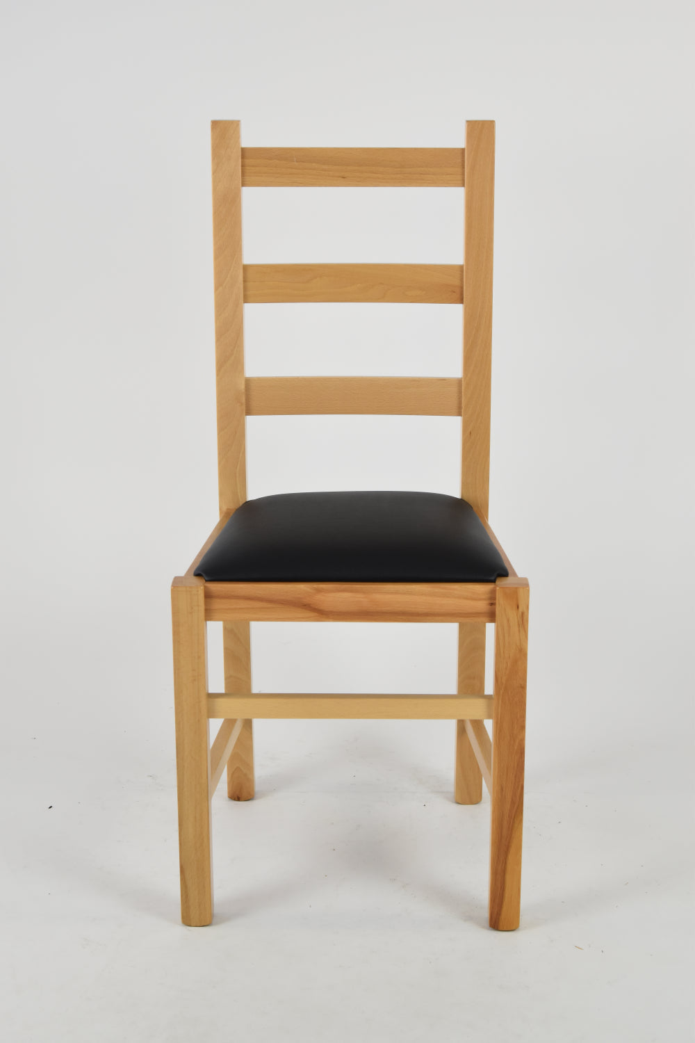 Tommychairs - Set 4 sillas de Cocina y Comedor  Rustica, Estructura en Madera de Haya Color Natural y Asiento tapizado en Polipiel Color Negro