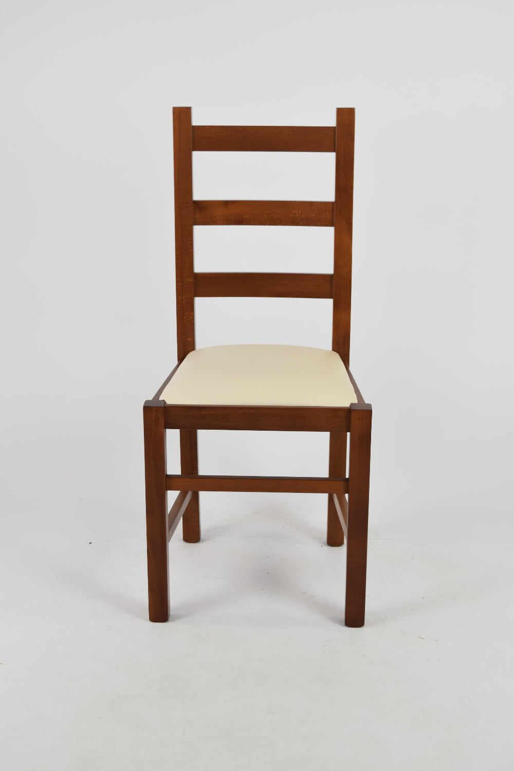 Tommychairs - Set 2 sillas de Cocina y Comedor  Rustica, Estructura en Madera de Haya Color Nogal Claro y Asiento tapizado en Polipiel Color Marfil
