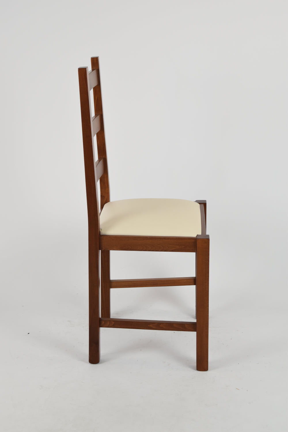 Tommychairs - Set 4 sillas de Cocina y Comedor  Rustica, Estructura en Madera de Haya Color Nogal Claro y Asiento tapizado en Polipiel Color Marfil
