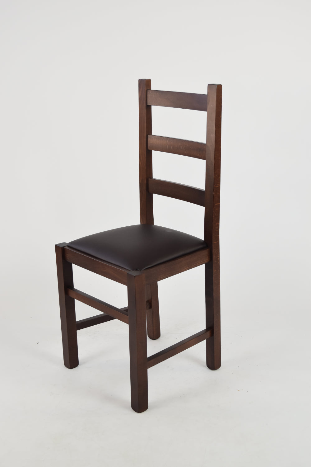 Tommychairs - Set 2 sillas de Cocina y Comedor  Rustica, Estructura en Madera de Haya Color Nogal Oscuro y Asiento tapizado en Polipiel Color Moka
