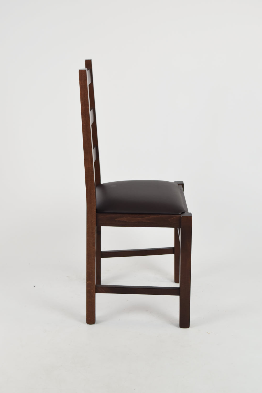 Tommychairs - Set 2 sillas de Cocina y Comedor  Rustica, Estructura en Madera de Haya Color Nogal Oscuro y Asiento tapizado en Polipiel Color Moka