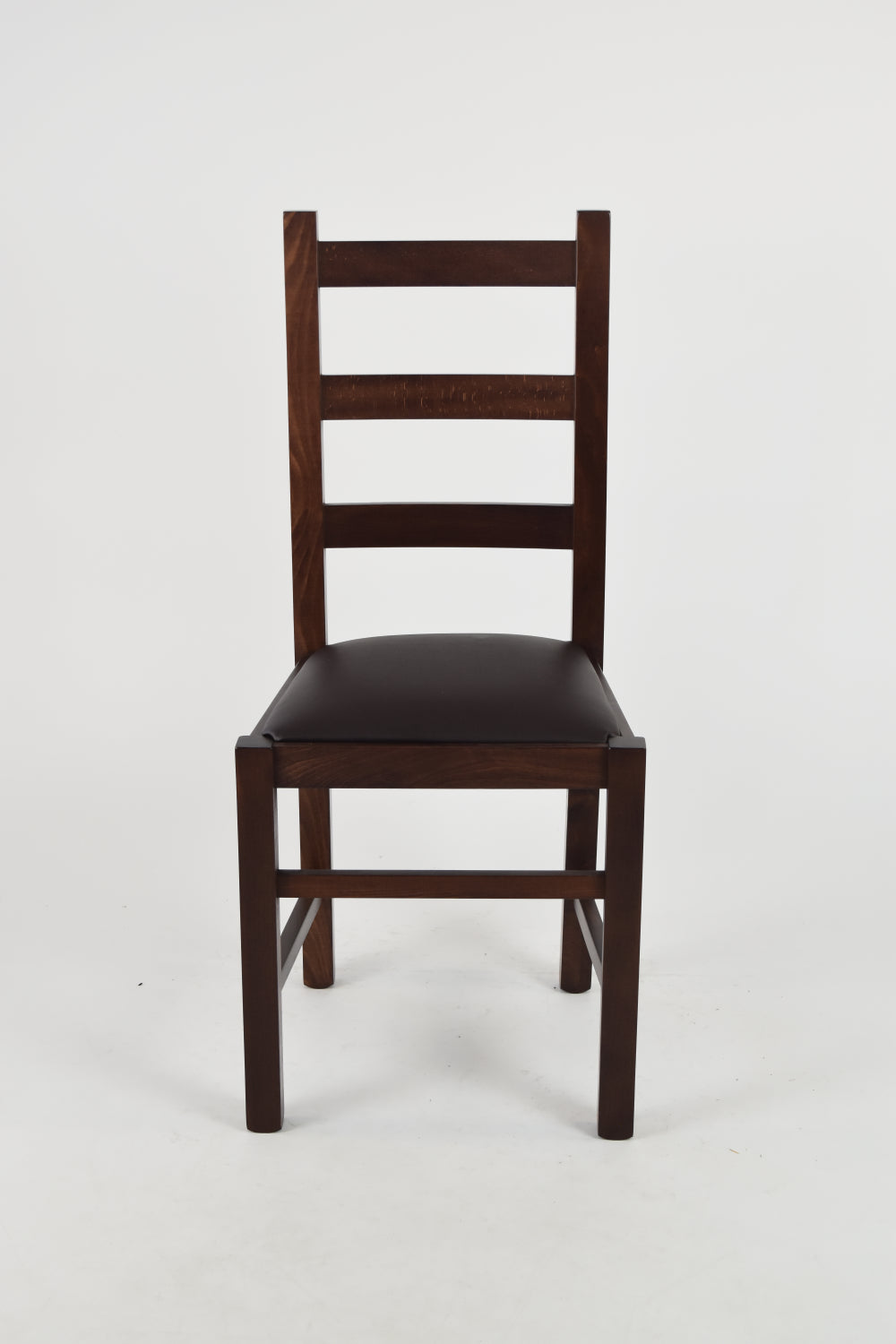 Tommychairs - Set 4 sillas de Cocina y Comedor  Rustica, Estructura en Madera de Haya Color Nogal Oscuro y Asiento tapizado en Polipiel Color Moka