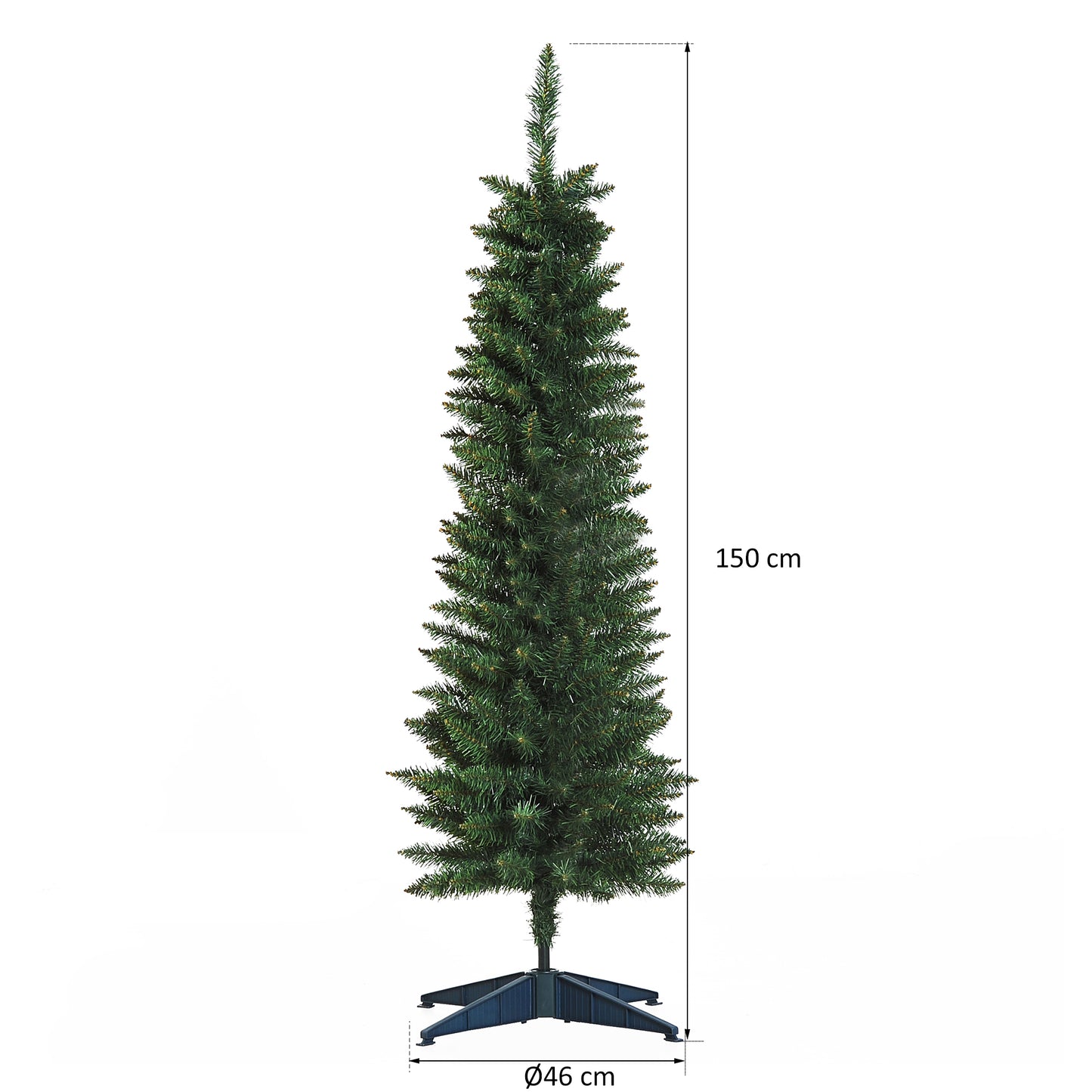 HOMCOM Árbol de Navidad Artificial 150 cm Ignífugo con 294 Puntas de Rama PVC y Soporte de Metal Decoración Navideña para Interiores Fácil de Montar Verde