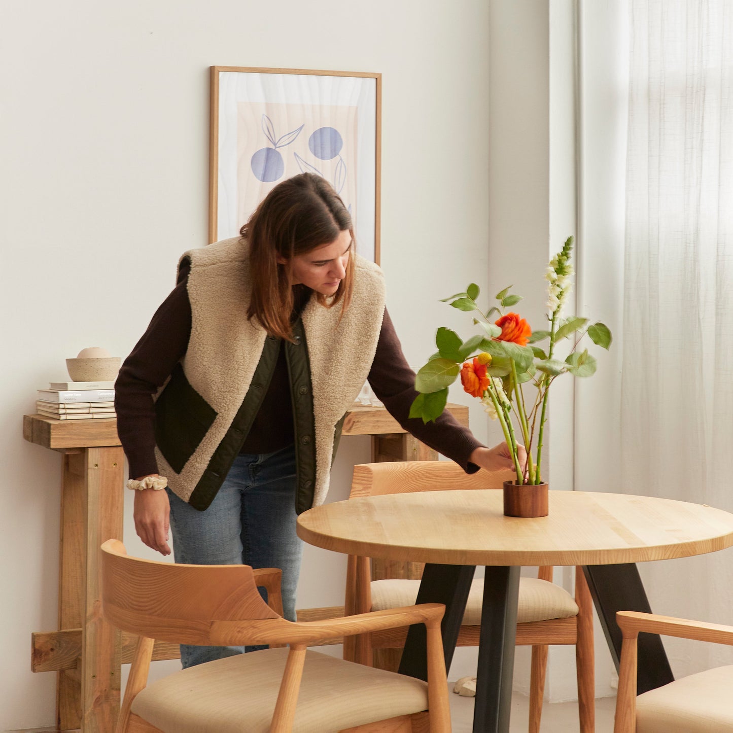 Mesa redonda de comedor Renne Blanco envejecido 90 x 77 - Hannun