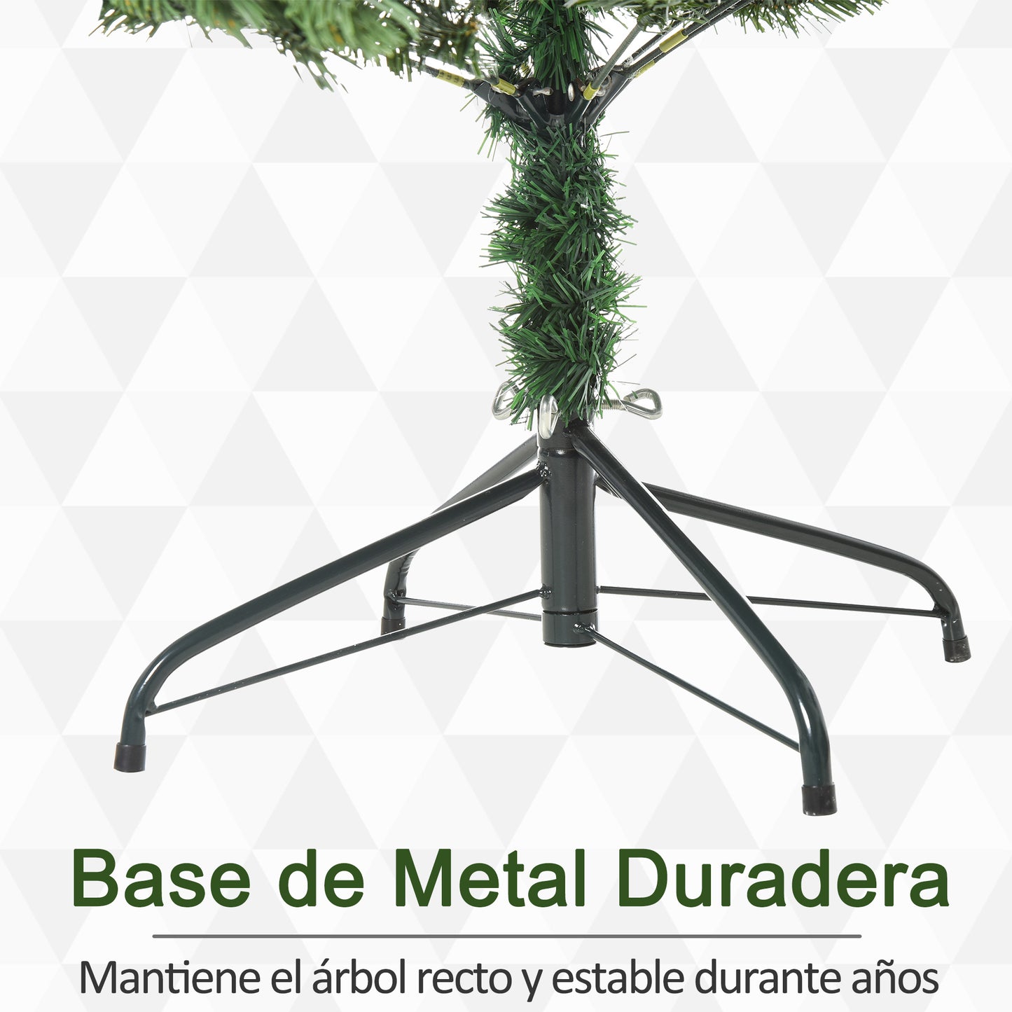 HOMCOM Árbol de Navidad Ø90x180 cm Artificial con 696 Ramas PE Tridente y PVC Individual y Base Plegable Árbol Navideño Decorativo Exteriores Interiores Verde