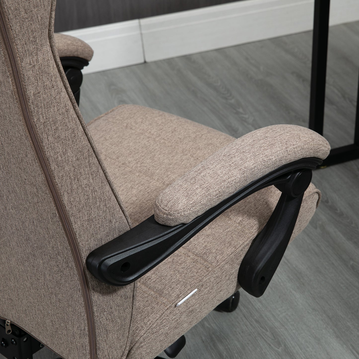 Vinsetto Silla de Escritorio Reclinable Silla de Oficina Giratoria con Altura Ajustable Reposapiés Retráctil y Reposabrazos Silla para Estudio Carga 120 kg Marrón