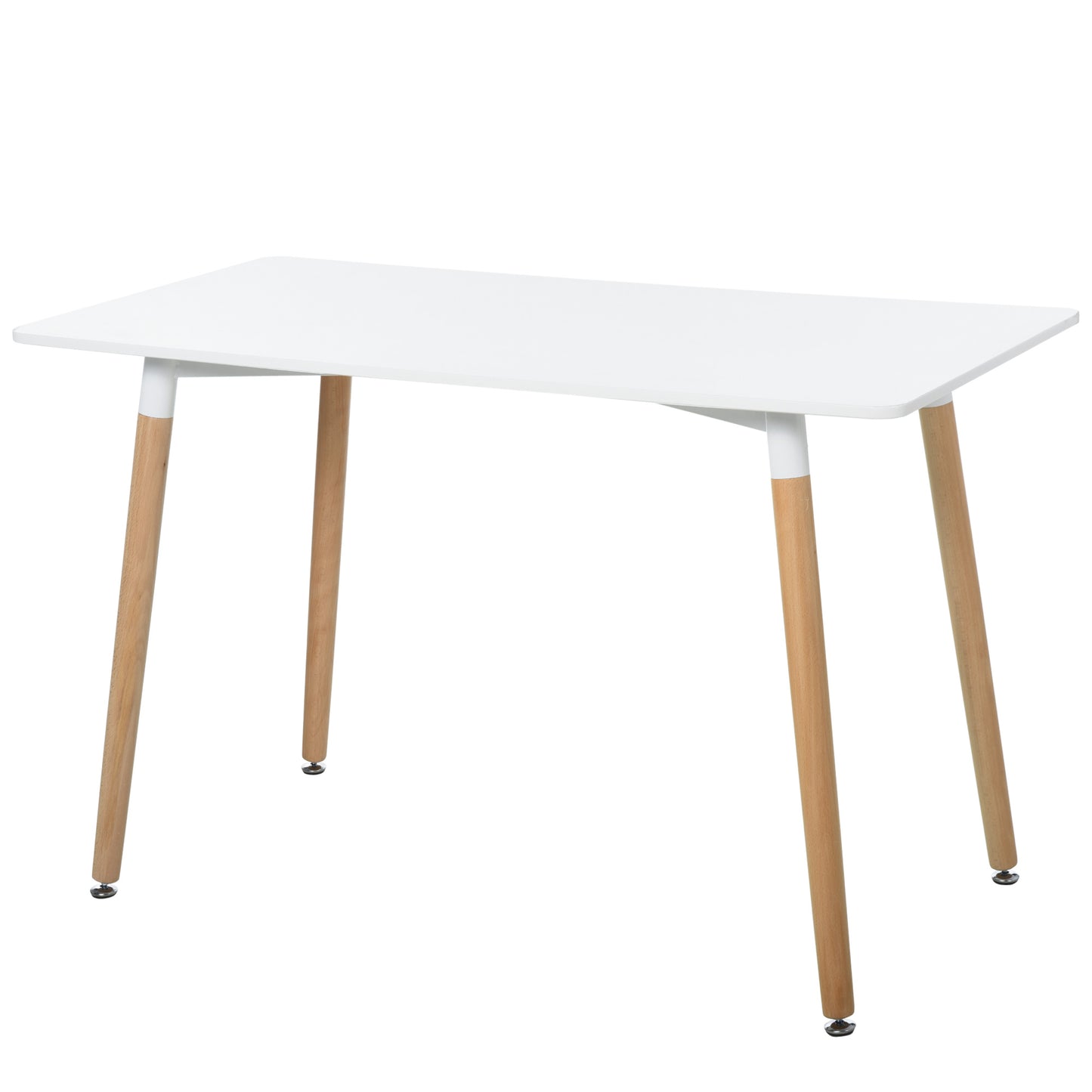 HOMCOM Mesa de Comedor Estilo Nórdico Mesa de Cocina con Patas de Madera de Haya Estructura de Metal 120x60x75 cm Blanco