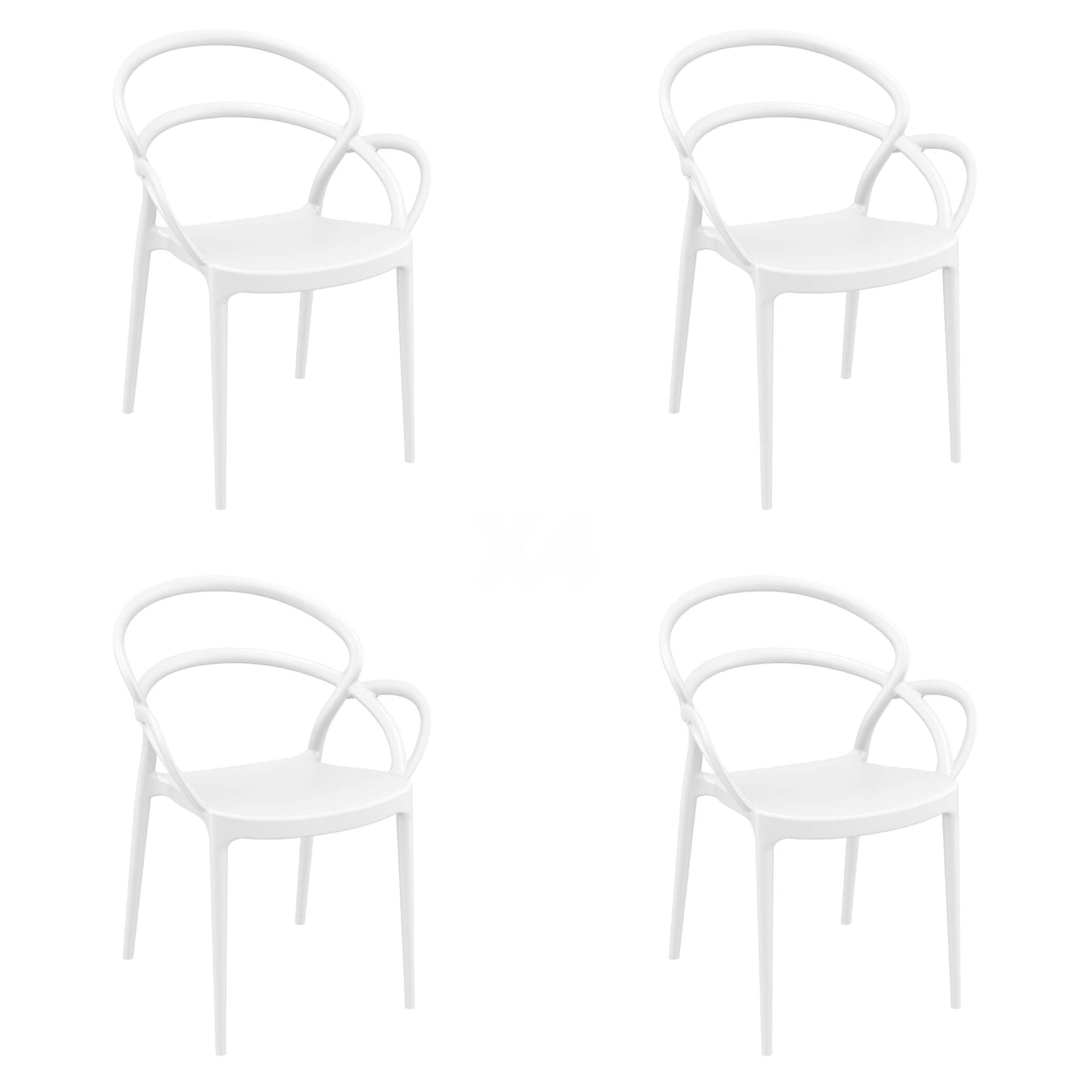 Garbar mila set 4 silla con brazos interior, exterior blanco