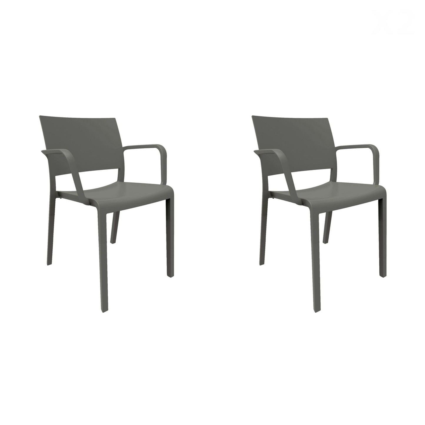 Resol new fiona set 2 silla con brazos interior, exterior gris oscuro