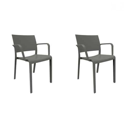 Resol new fiona set 2 silla con brazos interior, exterior gris oscuro