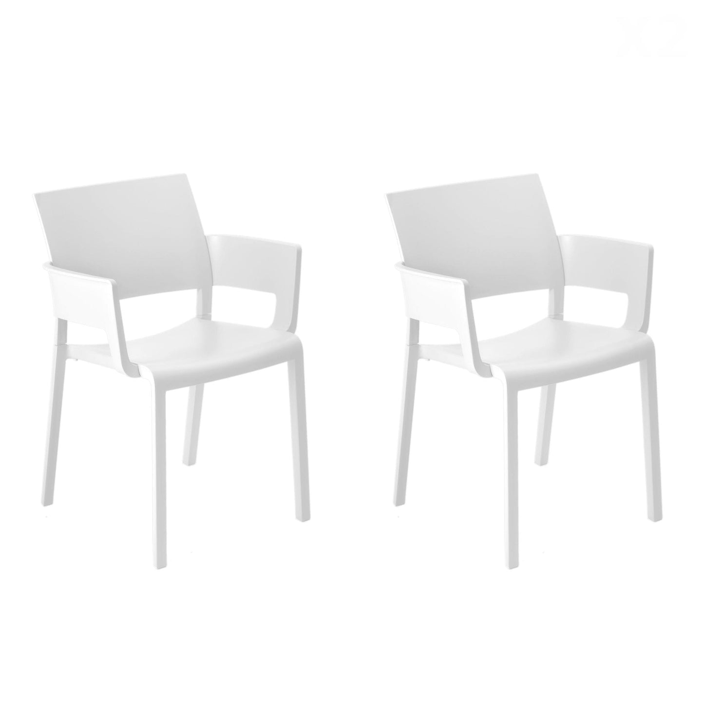 Resol fiona set 2 silla con brazos interior, exterior blanco