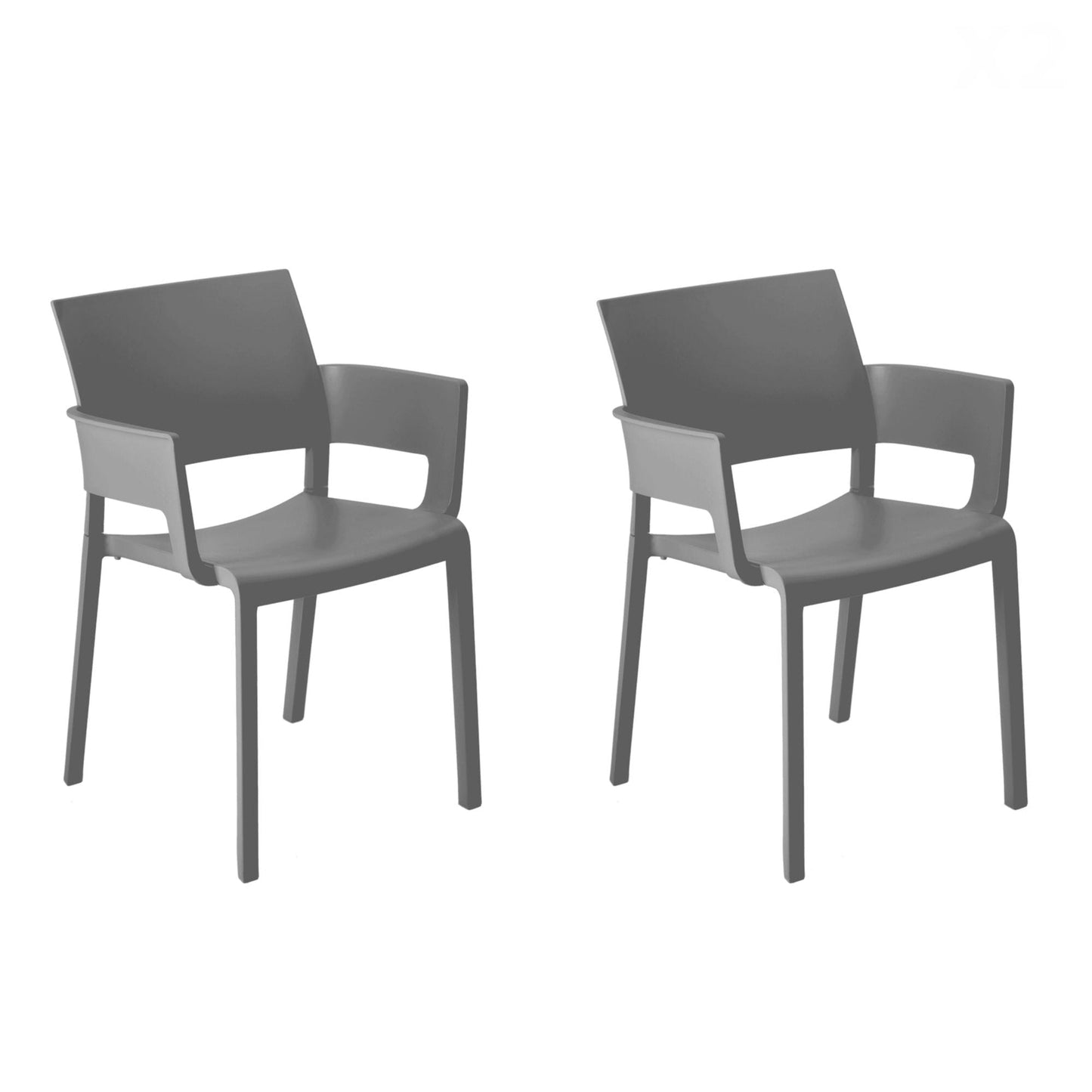 Resol fiona set 2 silla con brazos interior, exterior gris oscuro