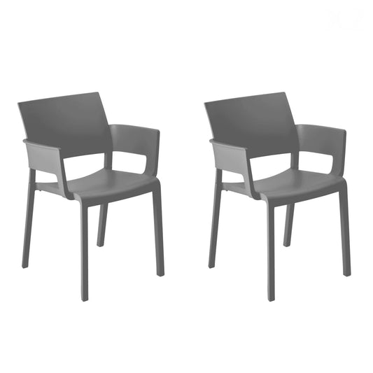 Resol fiona set 2 silla con brazos interior, exterior gris oscuro