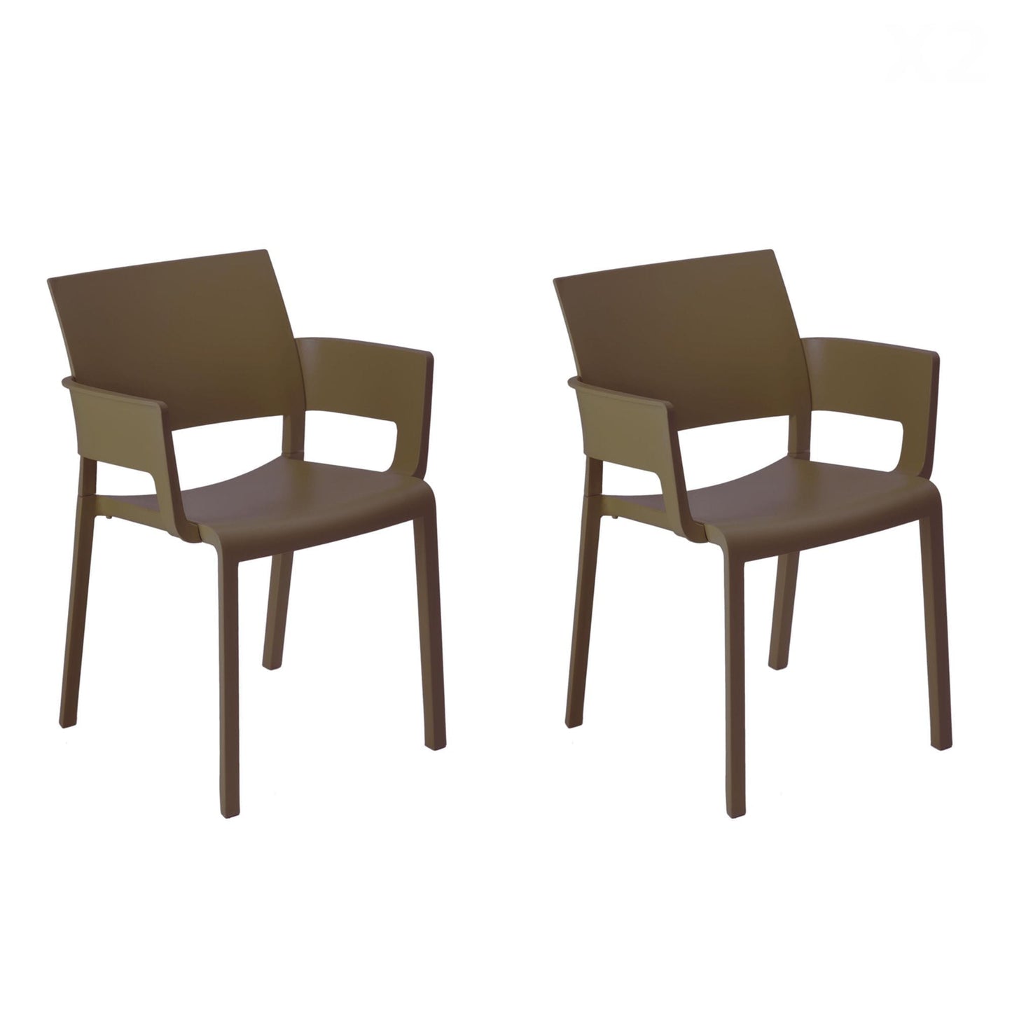 Resol fiona set 2 silla con brazos interior, exterior chocolate