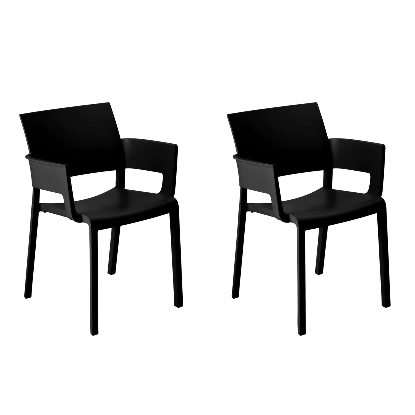 Resol fiona set 2 silla con brazos interior, exterior negro