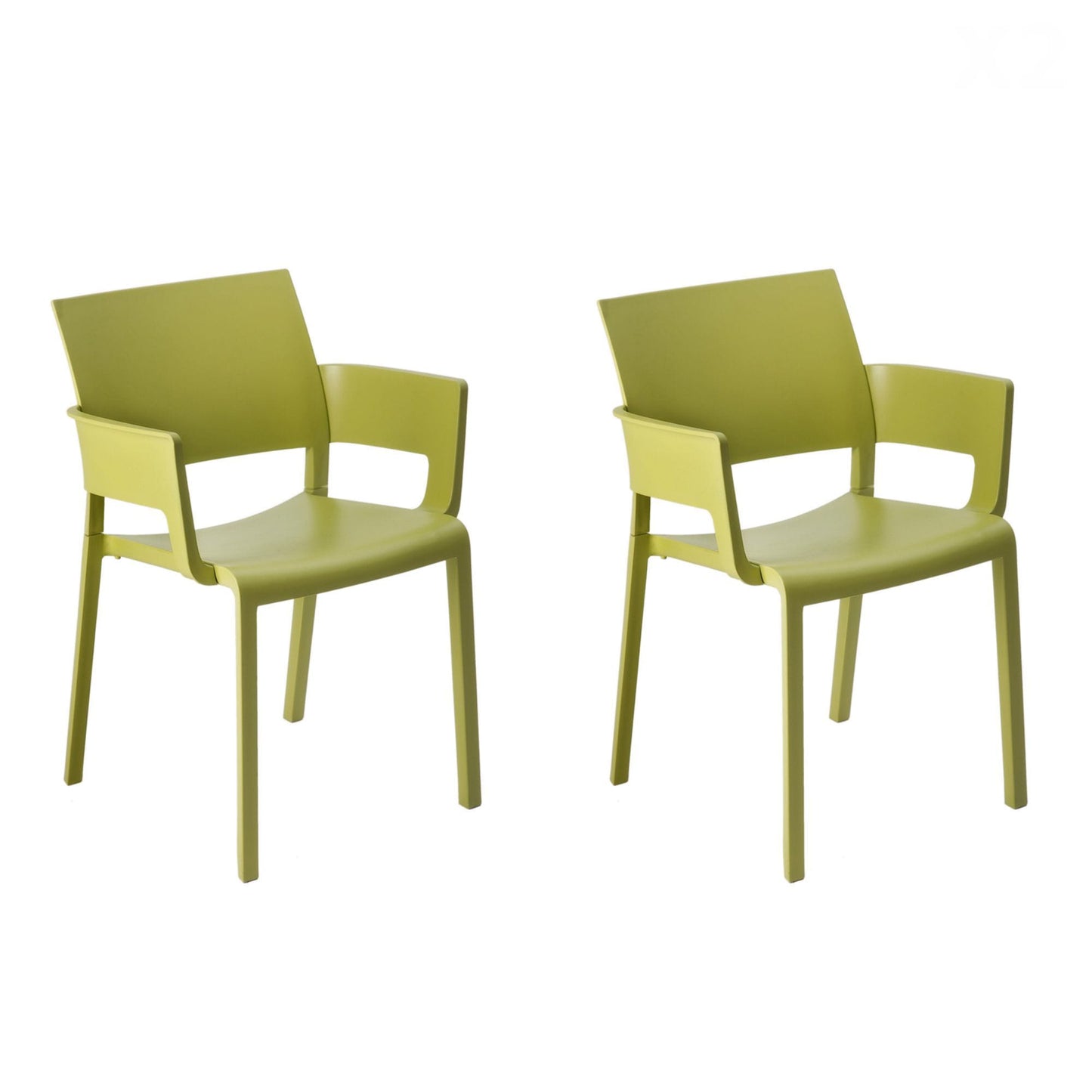 Resol fiona set 2 silla con brazos interior, exterior verde oliva