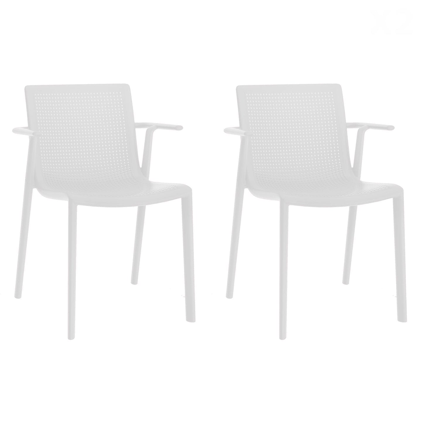 Resol beekat set 2 silla con brazos interior, exterior blanco