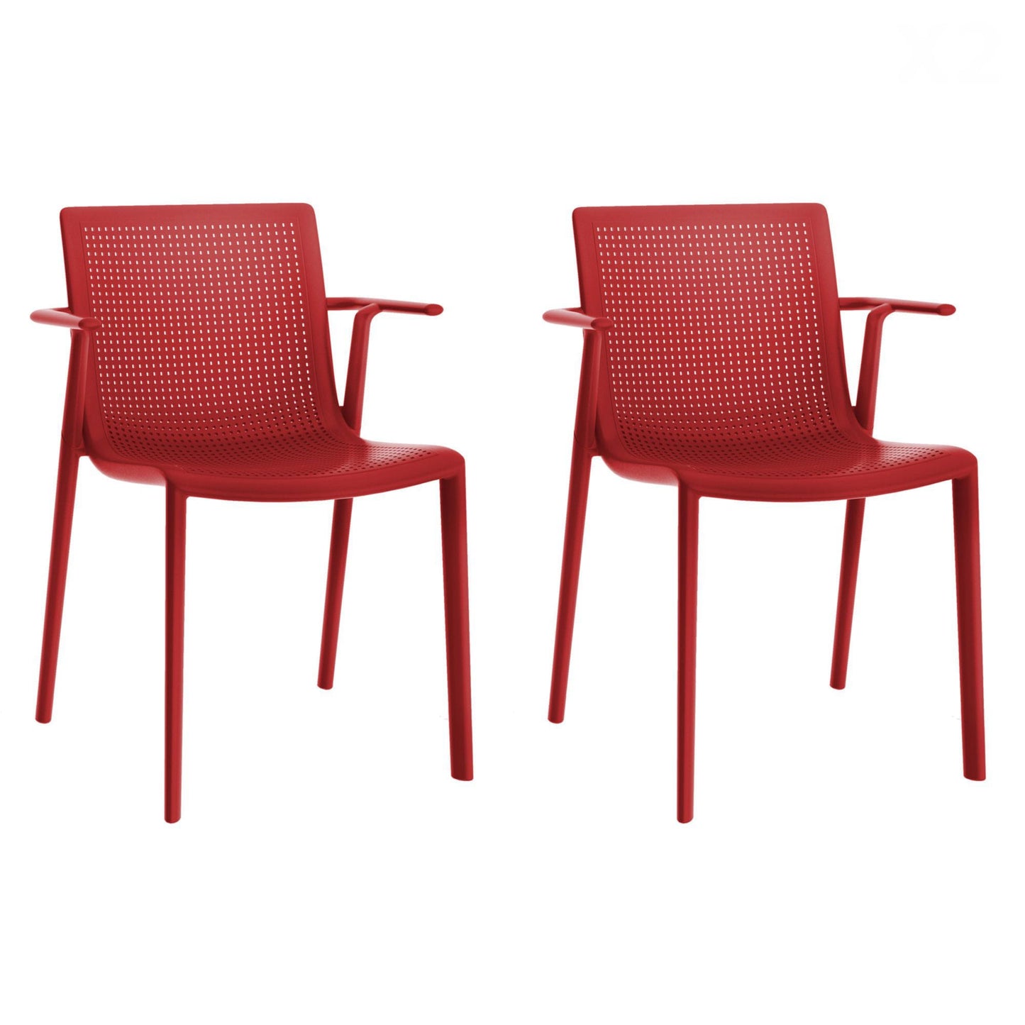 Resol beekat set 2 silla con brazos interior, exterior rojo