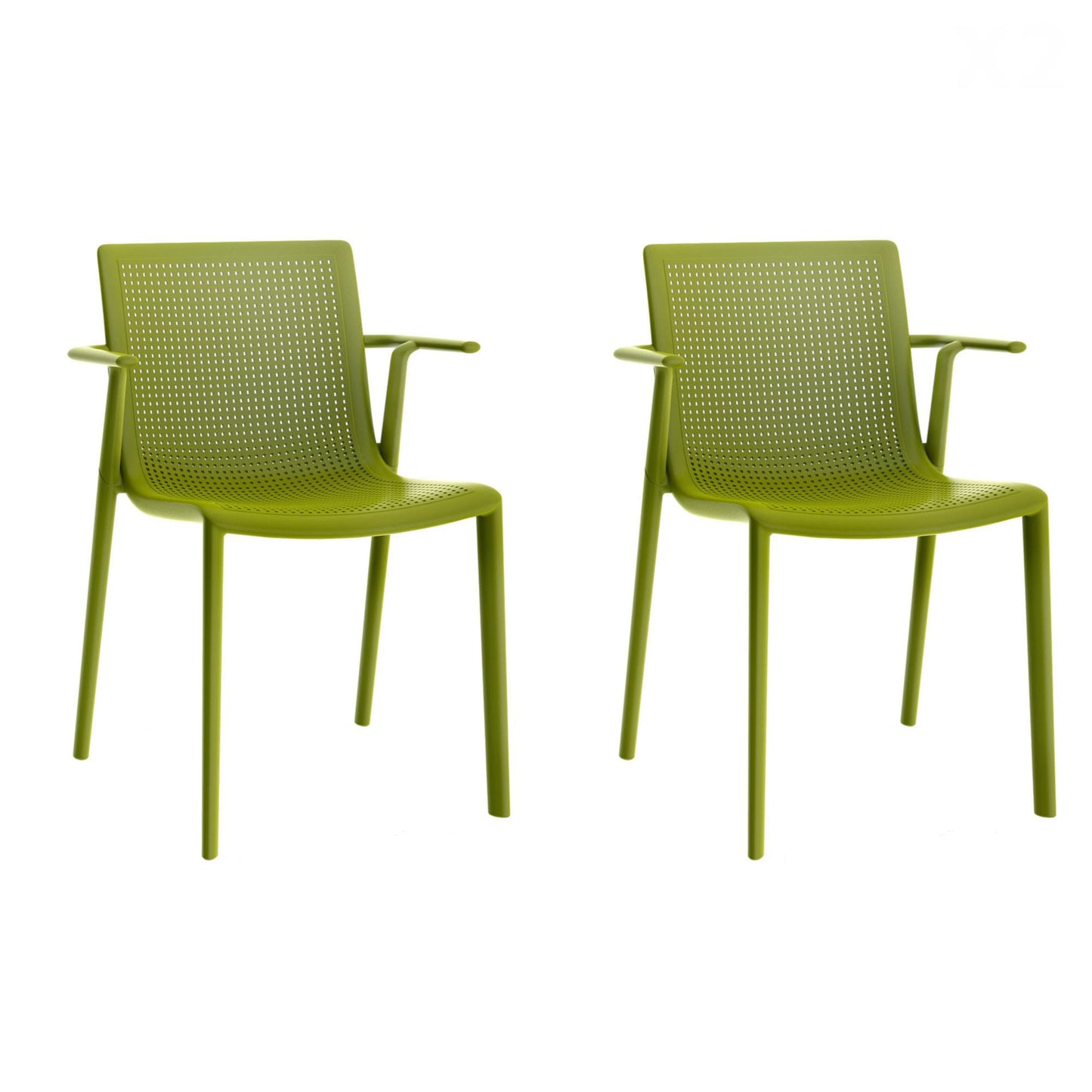 Resol beekat set 2 silla con brazos interior, exterior verde oliva