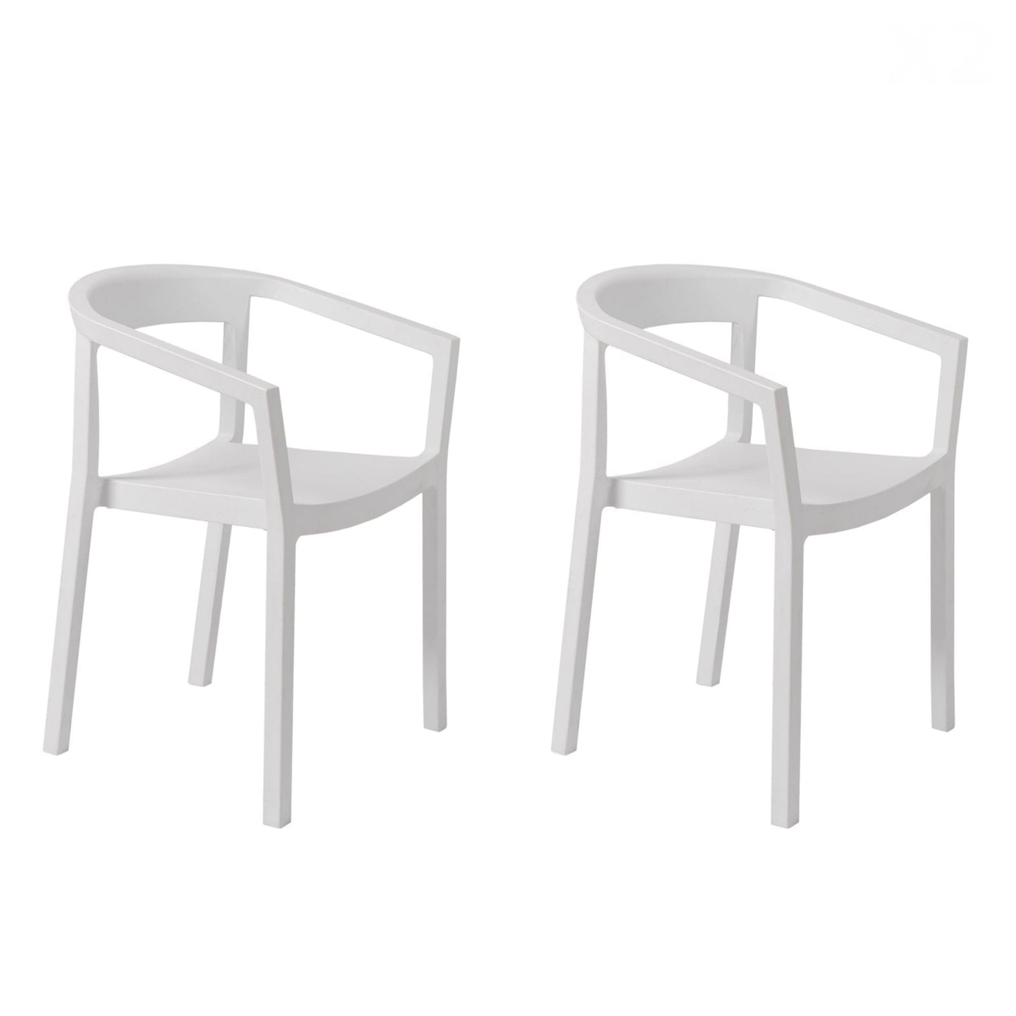 Resol peach set 2 silla con brazos interior, exterior blanco