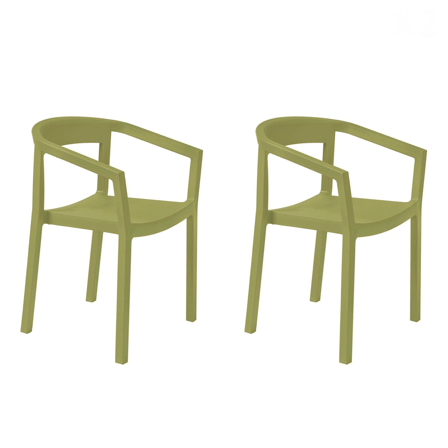 Resol peach set 2 silla con brazos interior, exterior verde oliva