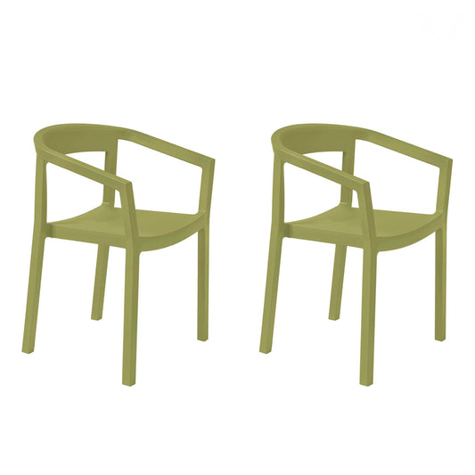 Resol peach set 2 silla con brazos interior, exterior verde oliva