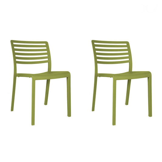 Resol lama set 2 silla interior, exterior verde oliva