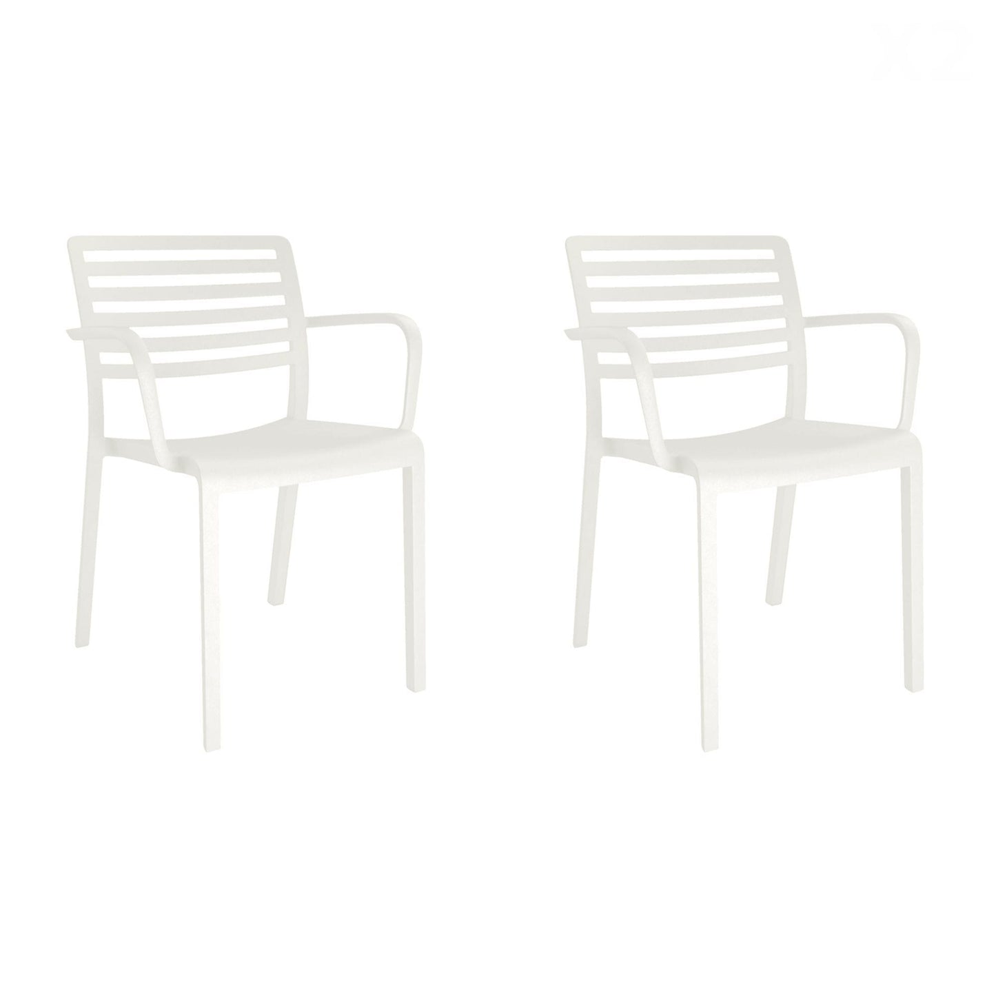 Resol lama set 2 silla con brazos interior, exterior blanco